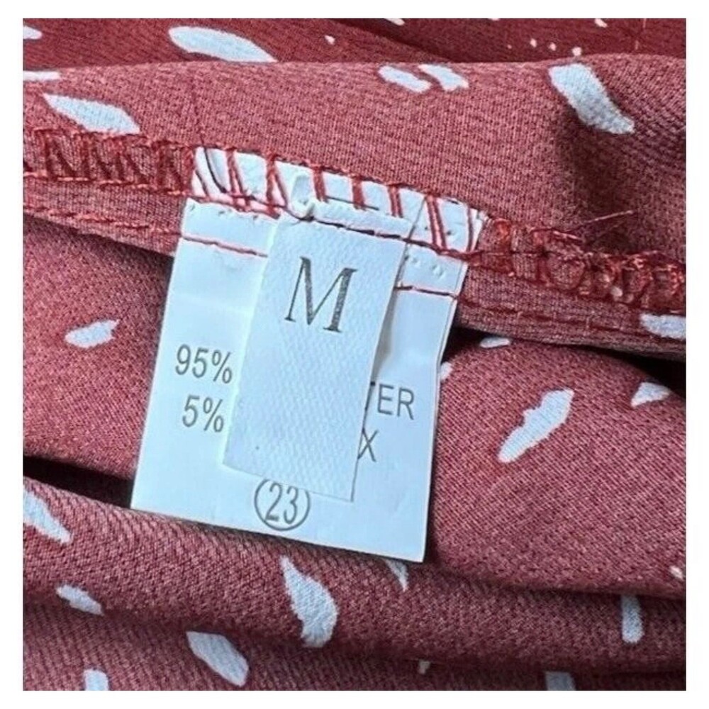 NWT Coeur de Vague Blouse Womens Medium Orange Rust White Printed Ruffle Tie Top - Picture 6 of 14